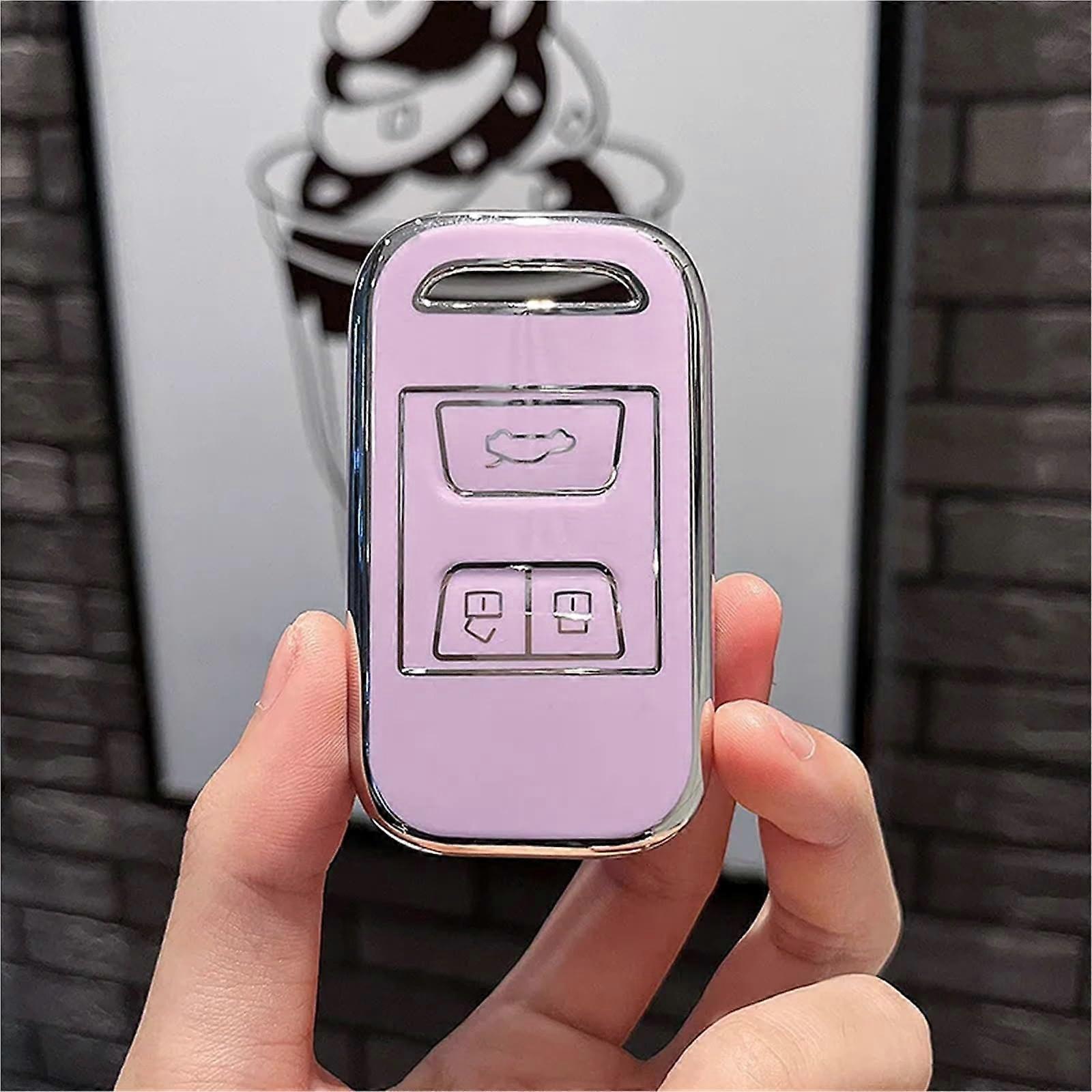 3 Buttons Car Shell Fob Holder Protector Compatible for Chery Tiggo 4 3 GX Arrizo 5 Tiggo 7 8 T Remote Key Case Cover Accessories(Purple AStyle)