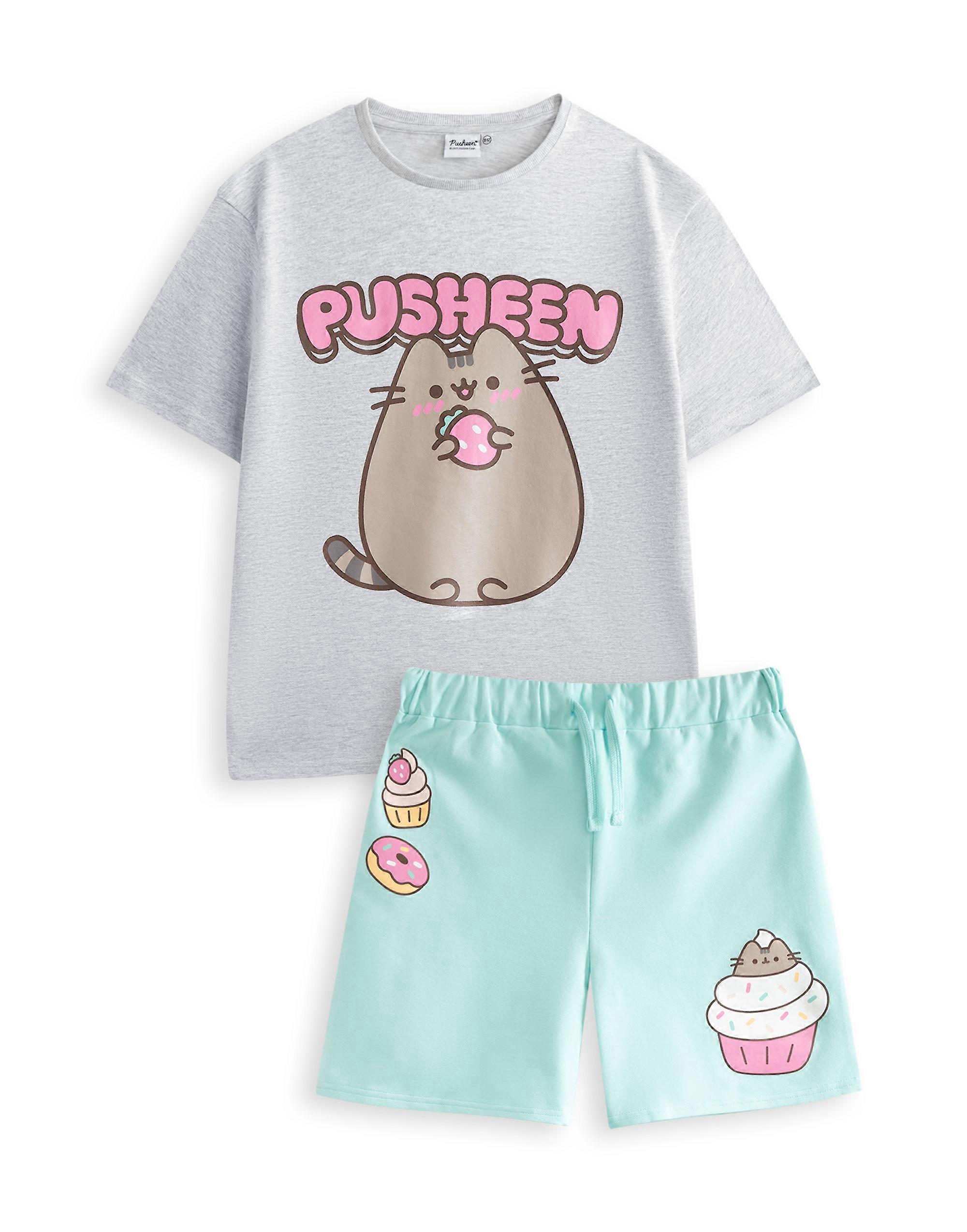 Pusheen Girls T-Shirt and Shorts Set Grey Sweet Bubble