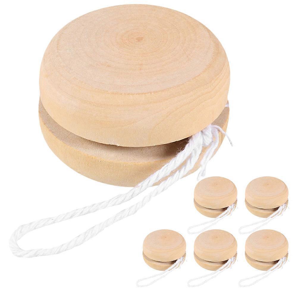 6pcs Unfinished Wooden Yo Yo Balls for Children DIY Hand Painting