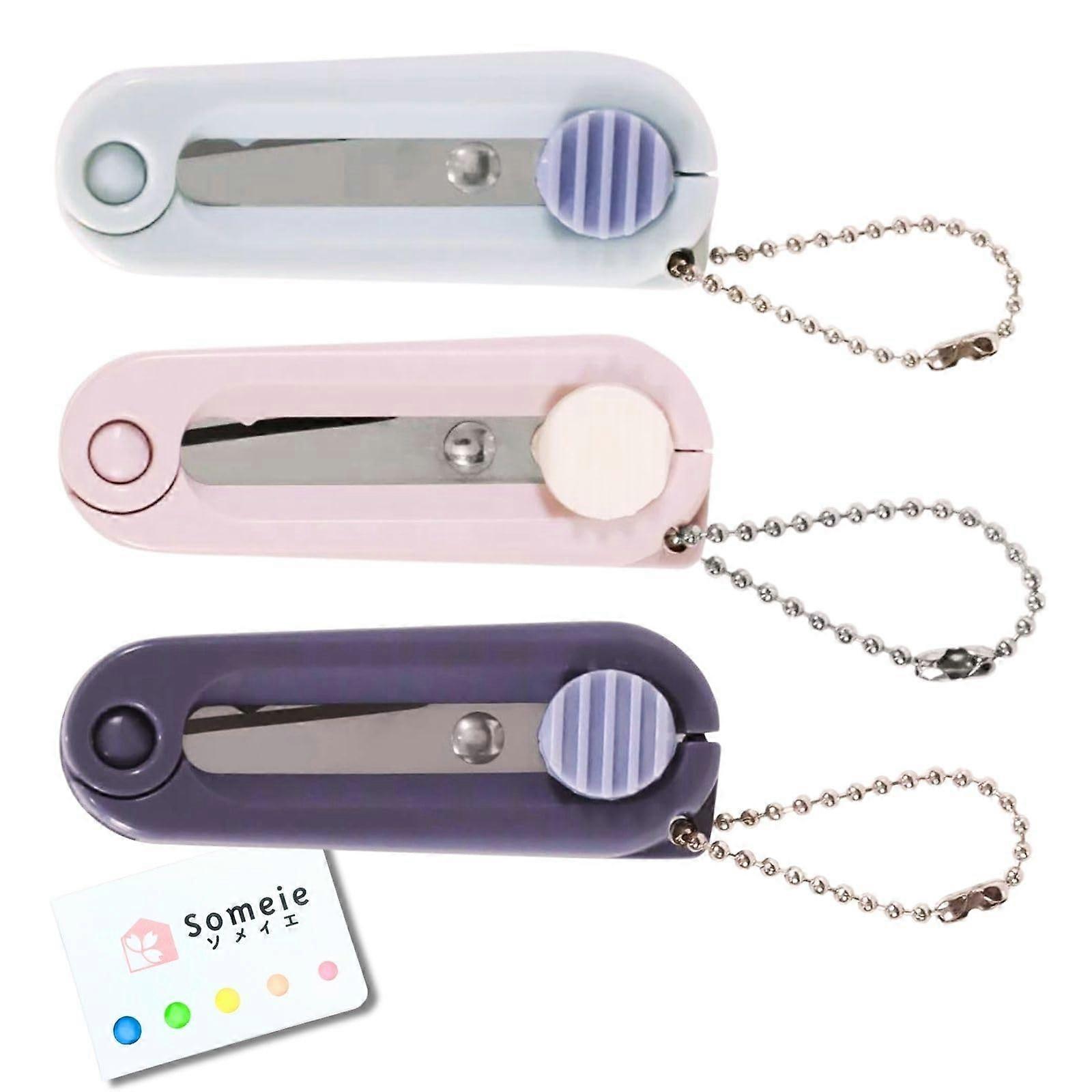 Kutsuwa HiLiNE Scissors 3Color Set (Blade Length 1.9 cm (3/4 inchs) SS121MT,SS121,SS121NB)