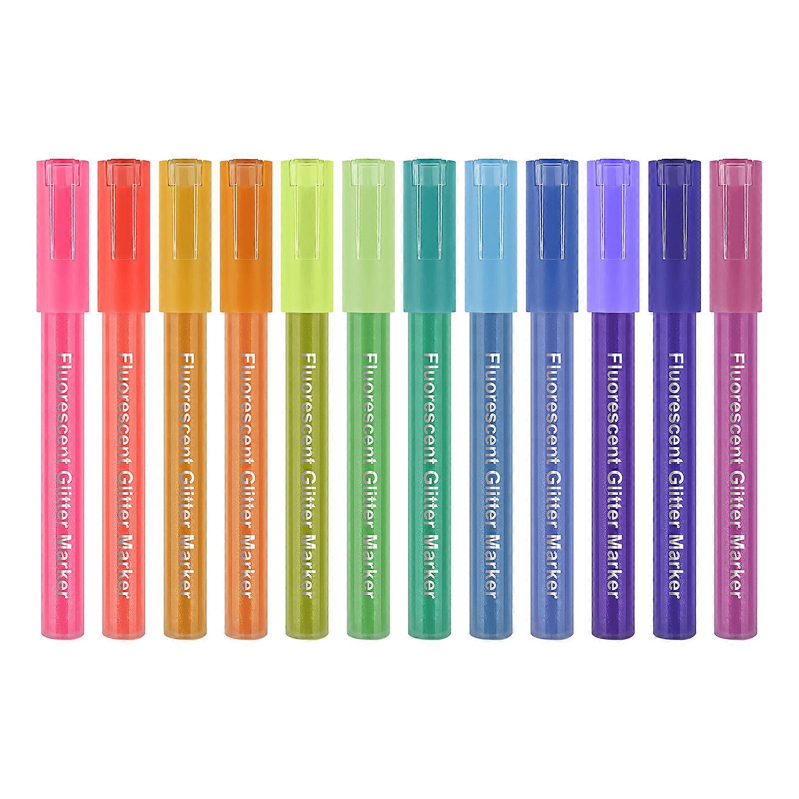 12 Pack Assorted Highlighter Pens Marker Fluorescent Color Drawing Sketching Pen for Hand Lettering and Illustrating