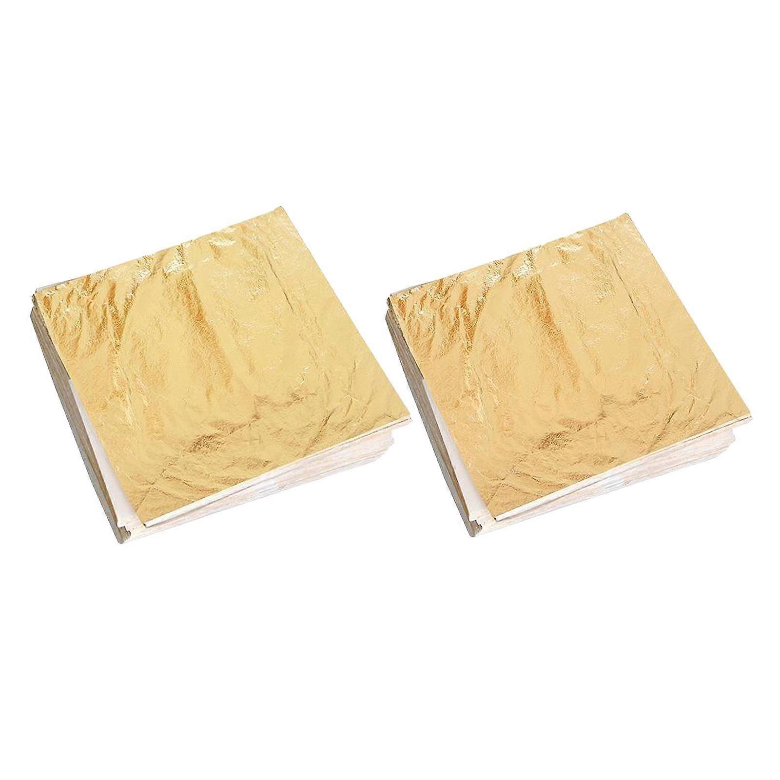200 قطعة ورقة ذهبية مقلدة ، ورق تقليد رقائق الذهب مقاس 5.5 بوصة