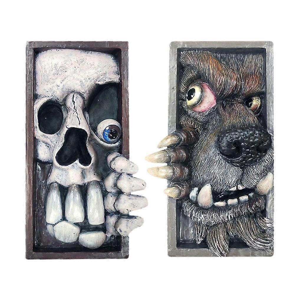 2x Bookend Statue Peeping Bookshelf Sculpture Ornament