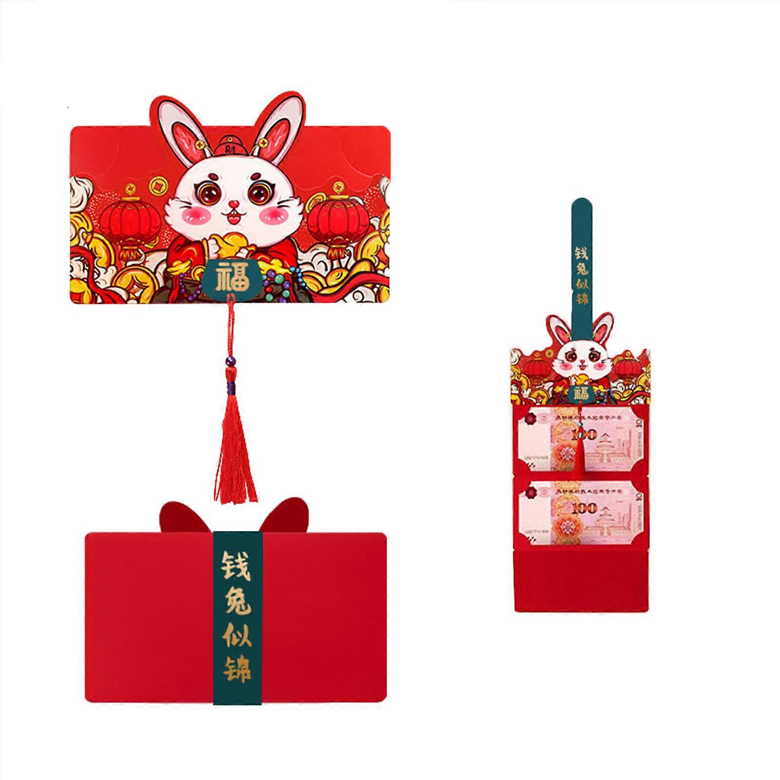 Folding HongBao Paper Red Envelope Lucky Packet 2/6/8/10 Slot Rabbit Year Money Bag for 2023 Chinese Spring Festival 2