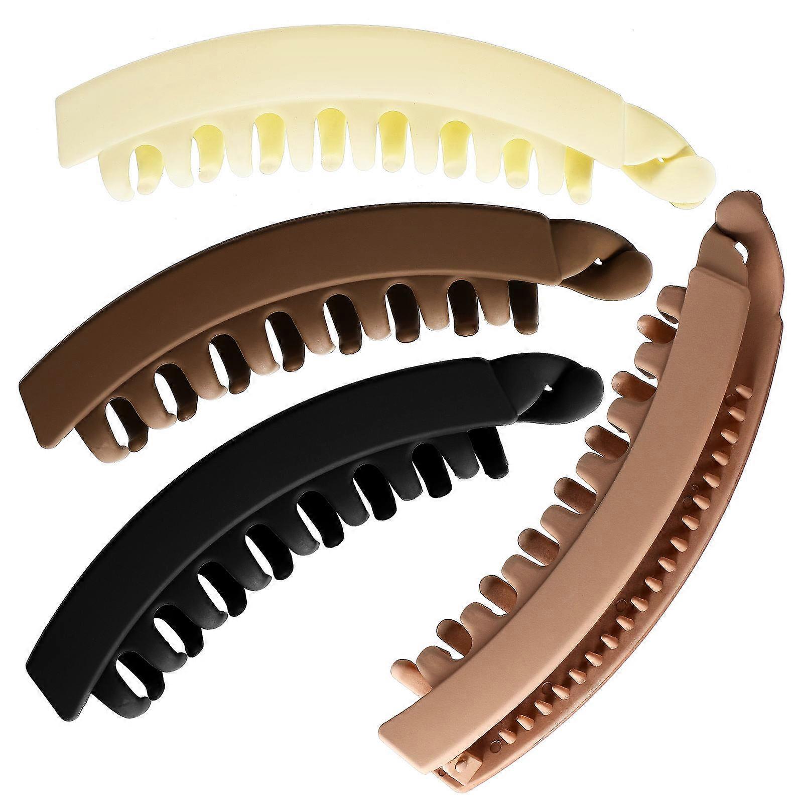4PCS Banana Hair Clips for Women – Secure Hold Ponytail Claw Clips, Elegant Long Strip Design, Multi Color, for Everyday & Special Occasions