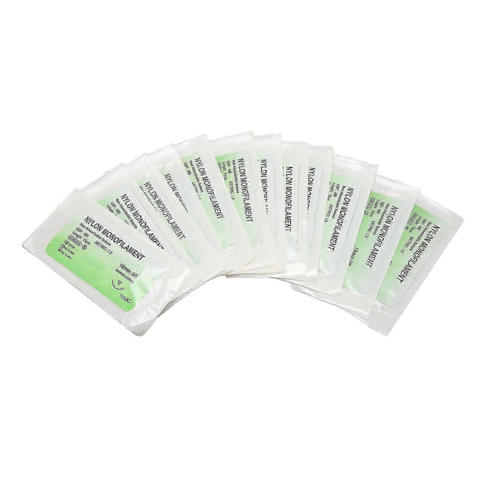 12pcs Suture Practice Thread Individual Package Nylon Suturing Thread Set with Curved Needle 4/0