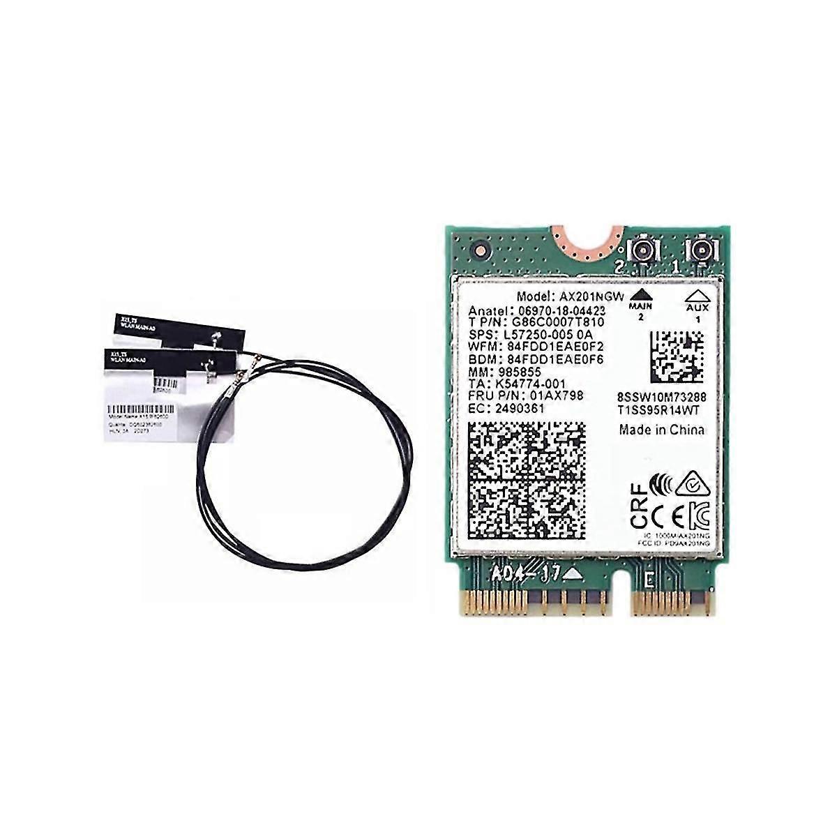AX201NGW WiFi Card with 2XAntenna 2.4 Ghz+5Ghz WiFi 6 3000Mbps M.2 CNVio2 Bluetooth 5.1 WiFi Adapte