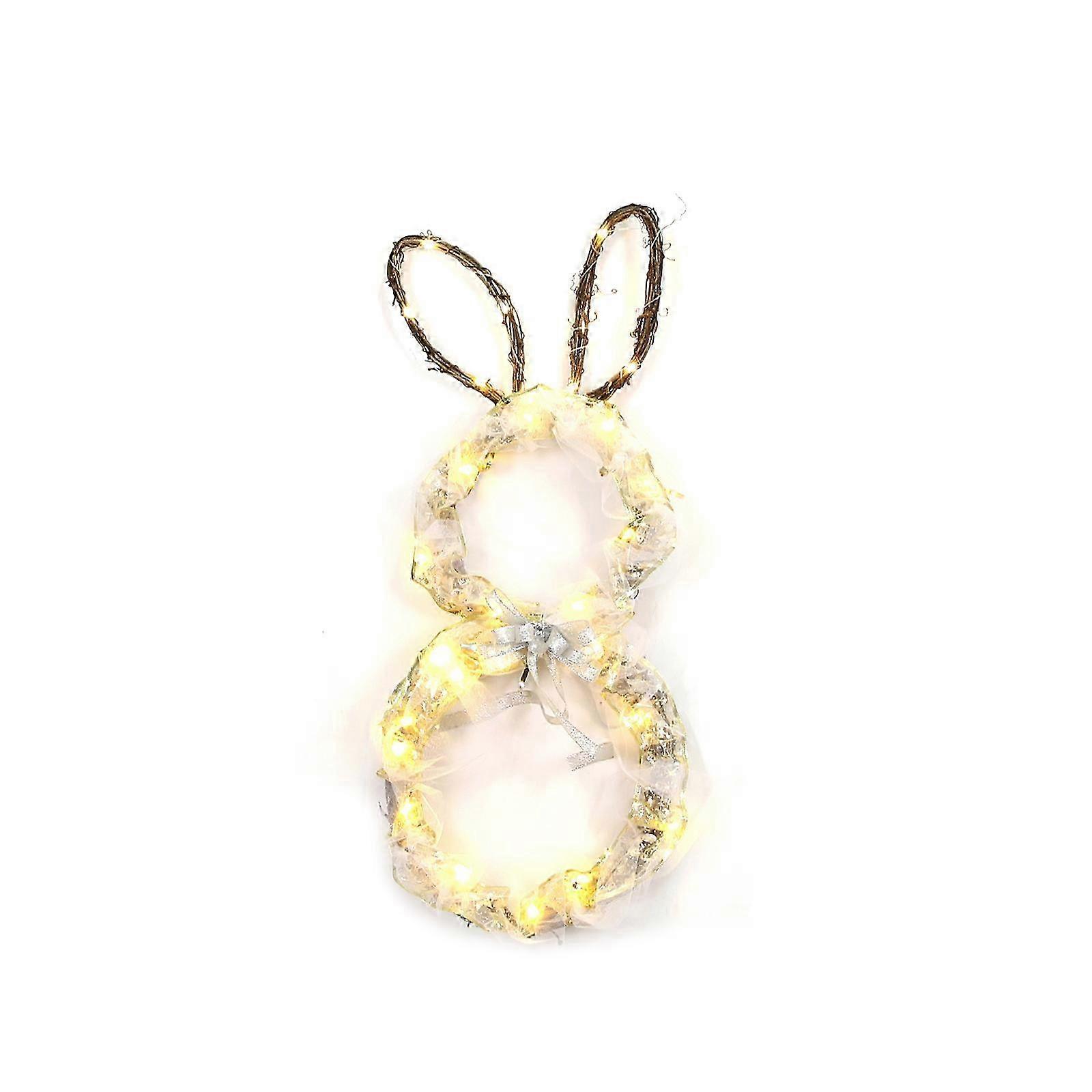 イースターバニーガーランド木製LED籐織り折りたたみ式ソフトライトパーティー装飾-ゴールド