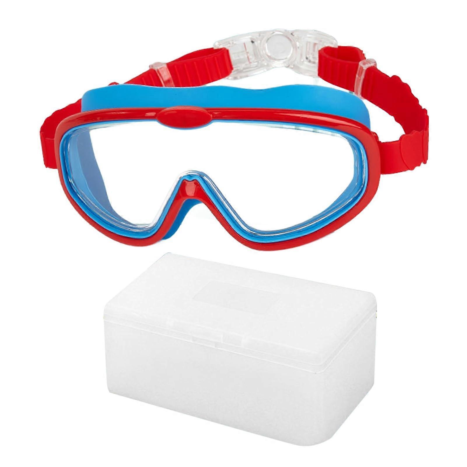 AntiFog swimming goggles High definition swimming waterproof pool glasses clear view for children aged 6 to 14 years Red