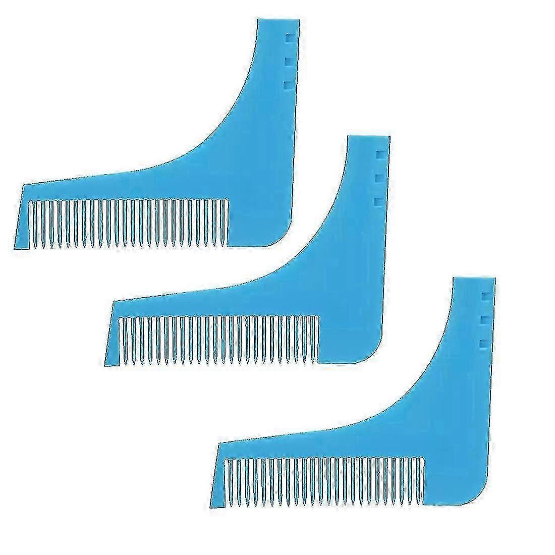 Beard Shaping Tool for Men - 3pc Styler with Comb & Neckline Template - Blue