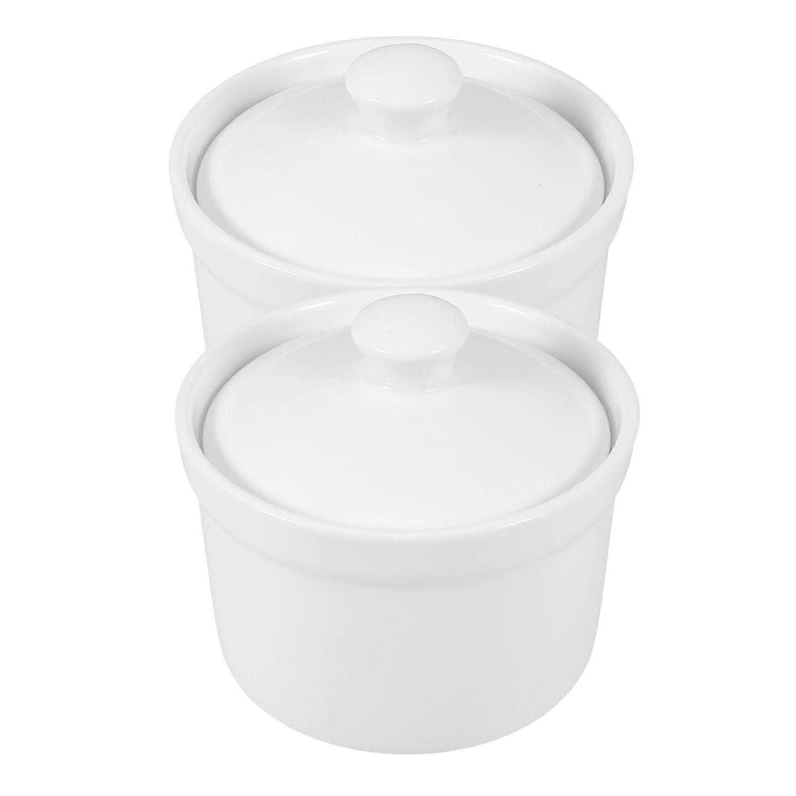 Lidded Ceramic Containers for Steaming, Serving Egg Desserts and More