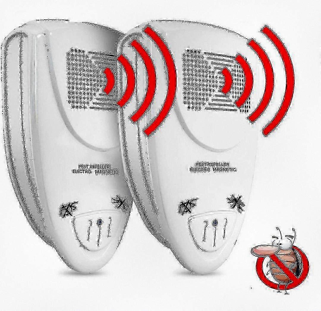 Ultrasonic Cockroach Repeller for Home - Pack of 2 Units - Effective Pest Control Device to Repel Roaches and Insects Safely