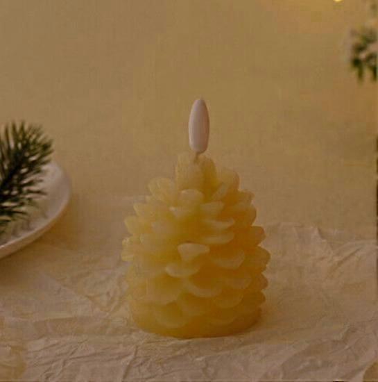 Flameless Pinecone Candles Battery Operated with 6 Hour Timer