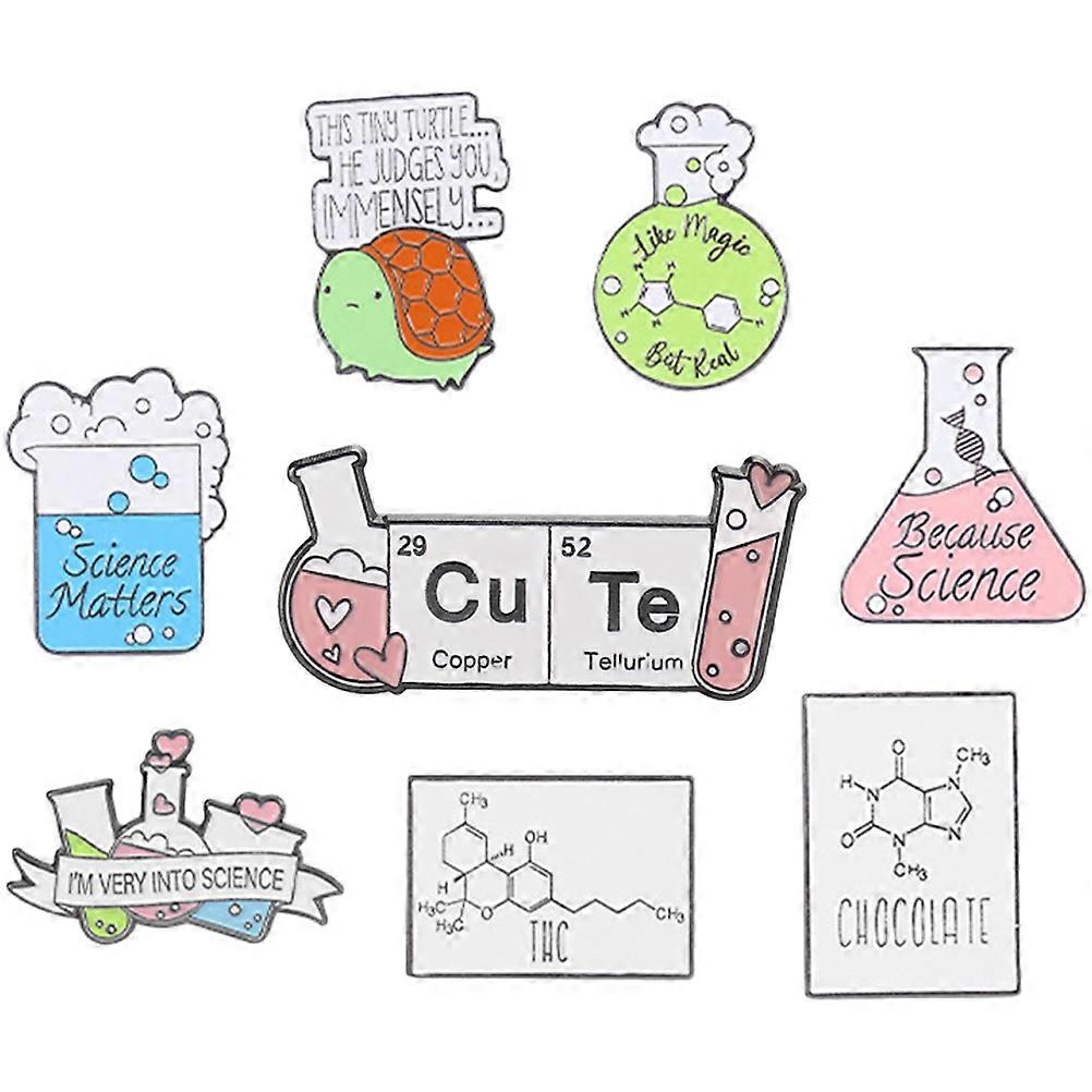 Experiment Bottle Lapel Pin Science Brooch for Decoration 8Pcs Ensemble