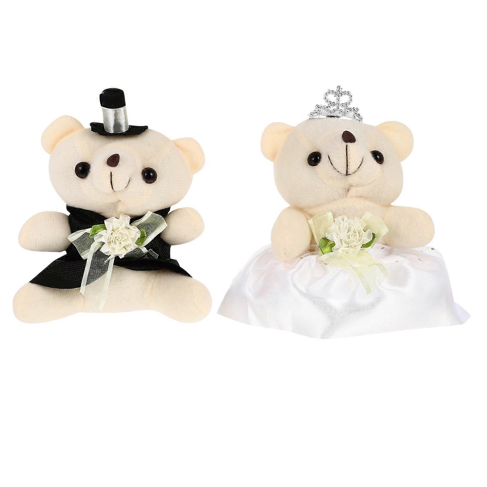 Valentine's Day Funny Bear Couple Plush Doll Decoration Cartoon Couple Bear Look Assorted Color 1Pair