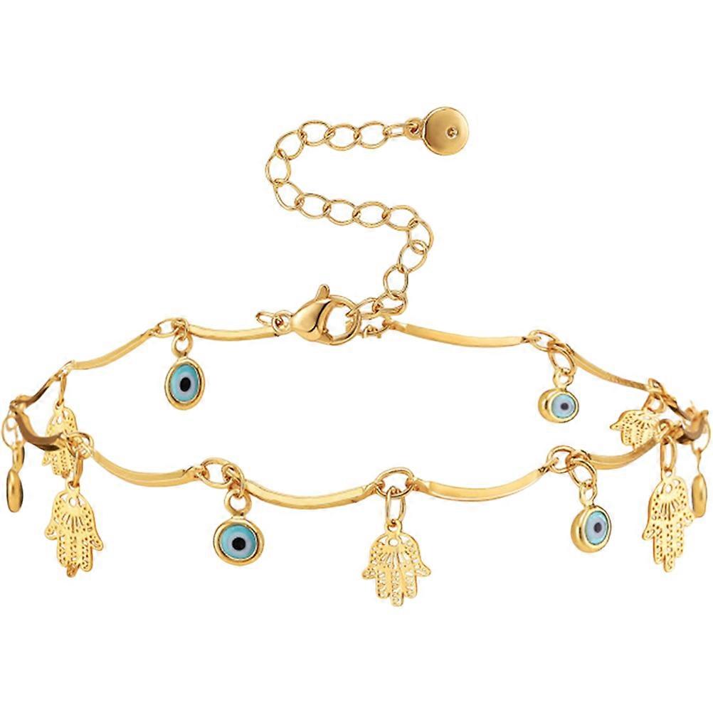 Gold Plated Adjustable Evil Eye Anklet with Amulet Charm Elegant Foot Chain for Women, Teens Perfect for Weddings, Parties, and Festivals