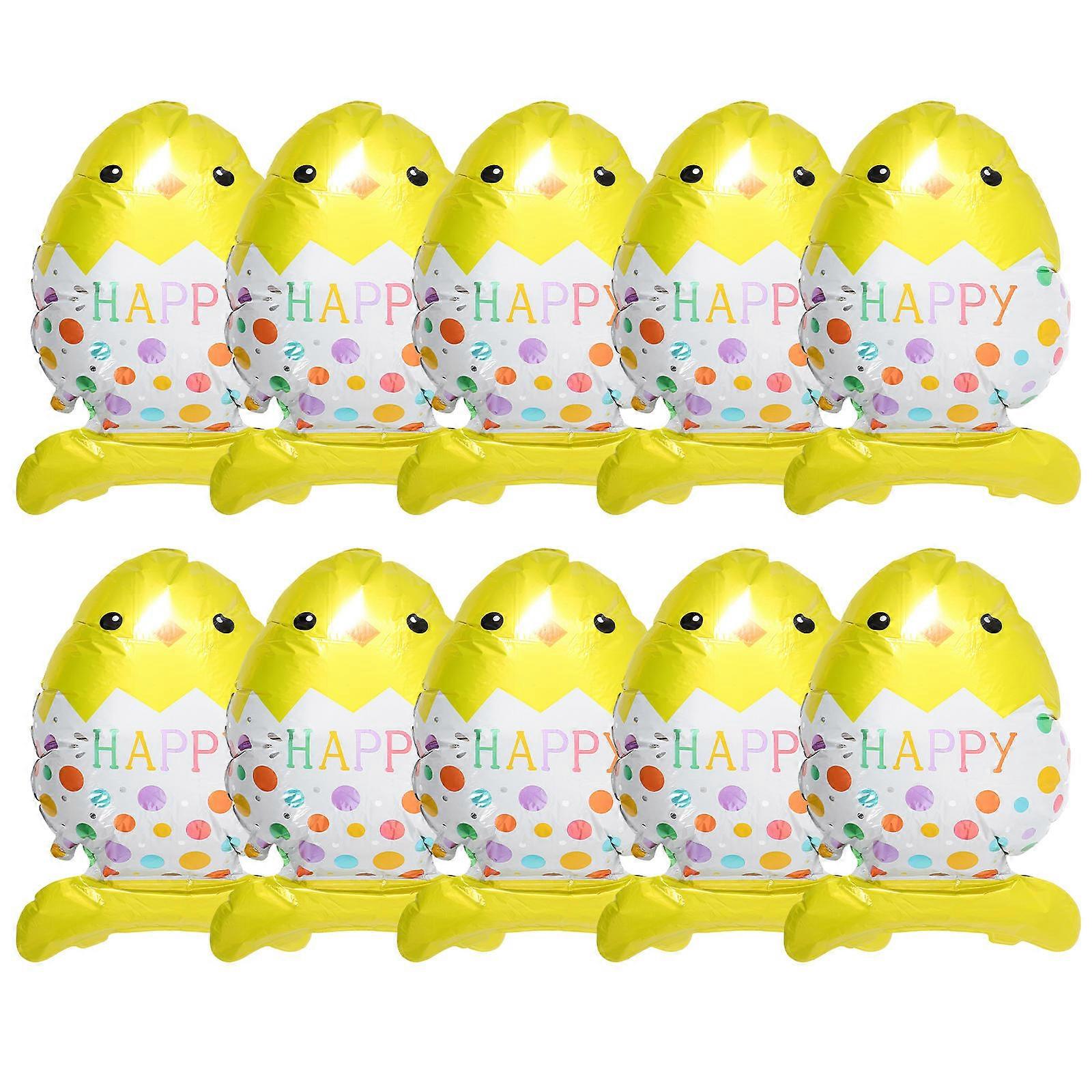10pcs Easter Foil Balloons Chicken Egg Decor for Garden Parties, Holiday Gatherings, and Fun Photo Props for Unique Celebrations