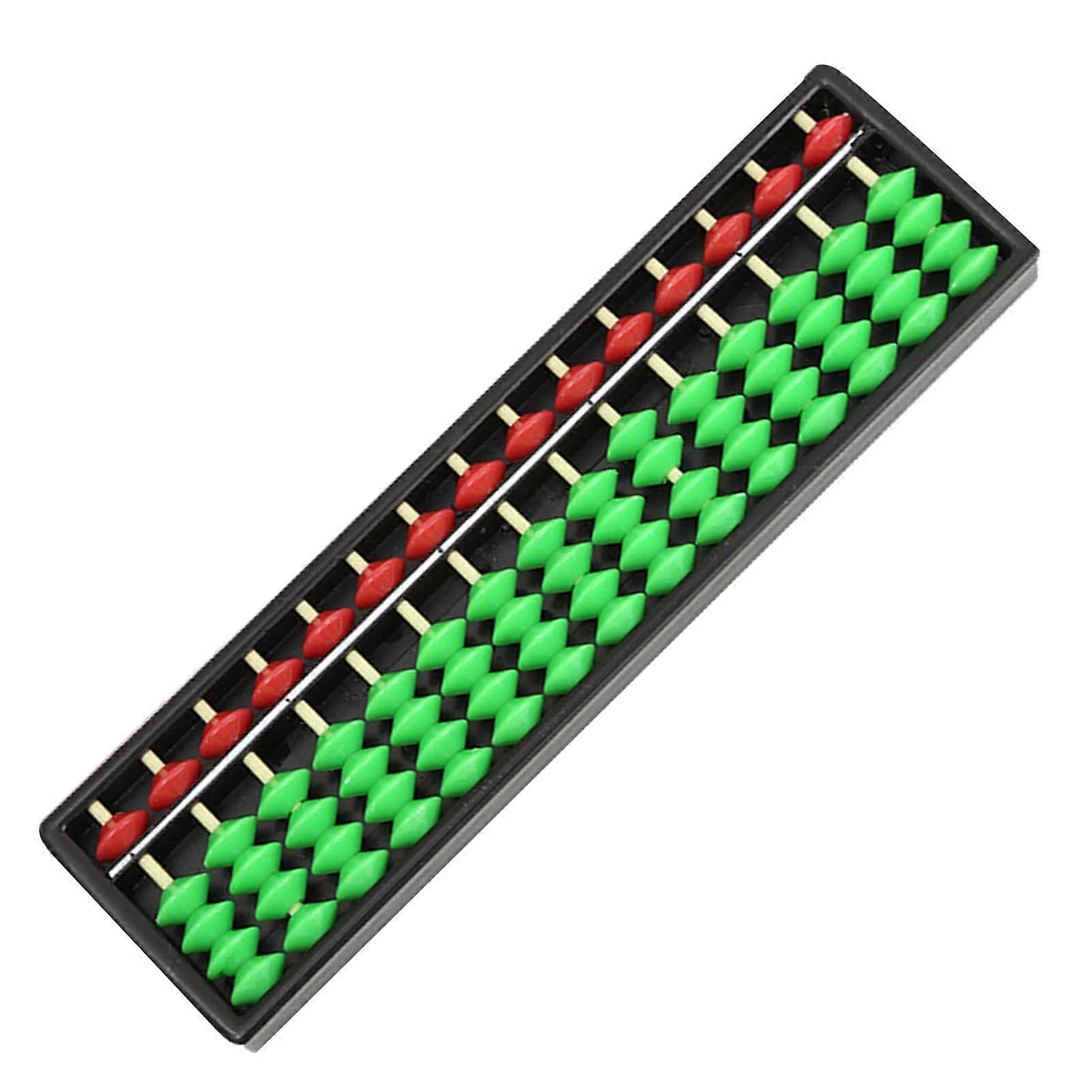 Traditional Abacus 15-Digit Wooden Calculation Tool for Kids, Green Red Retro Chinese Abacus Math Training Box, Pack of 1
