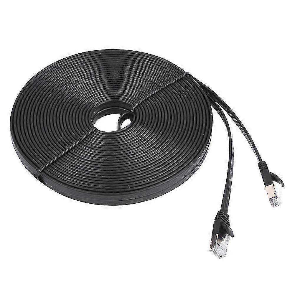 CAT7 RJ45 600MHz Patch Shielded Lan Network Cable Flat Ethernet Cord 15m