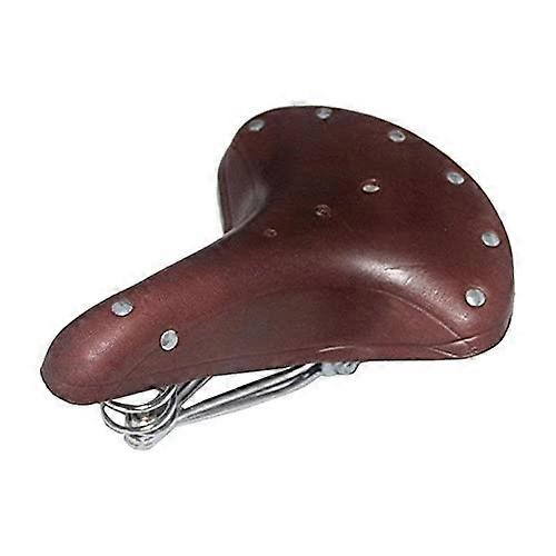 Men's Bicycle Saddle Leather Seat with Three Springs for Retro Mountain Bikes - Multiple Colors Available