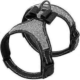 Strass Reflekterande Glitter Nylon Hundsele Med Glitter Fluga För Liten Medium Stor Hund Promenad Fest Bröllop Svart M