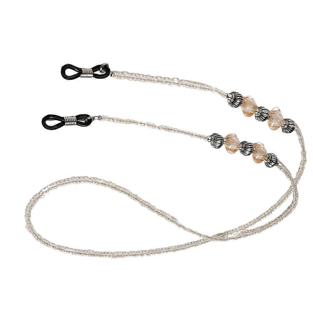 Beaded Eyeglasses Strap Anti-Slip Prevent Glasses from Falling White Round Retro Eyewear 1Pcs