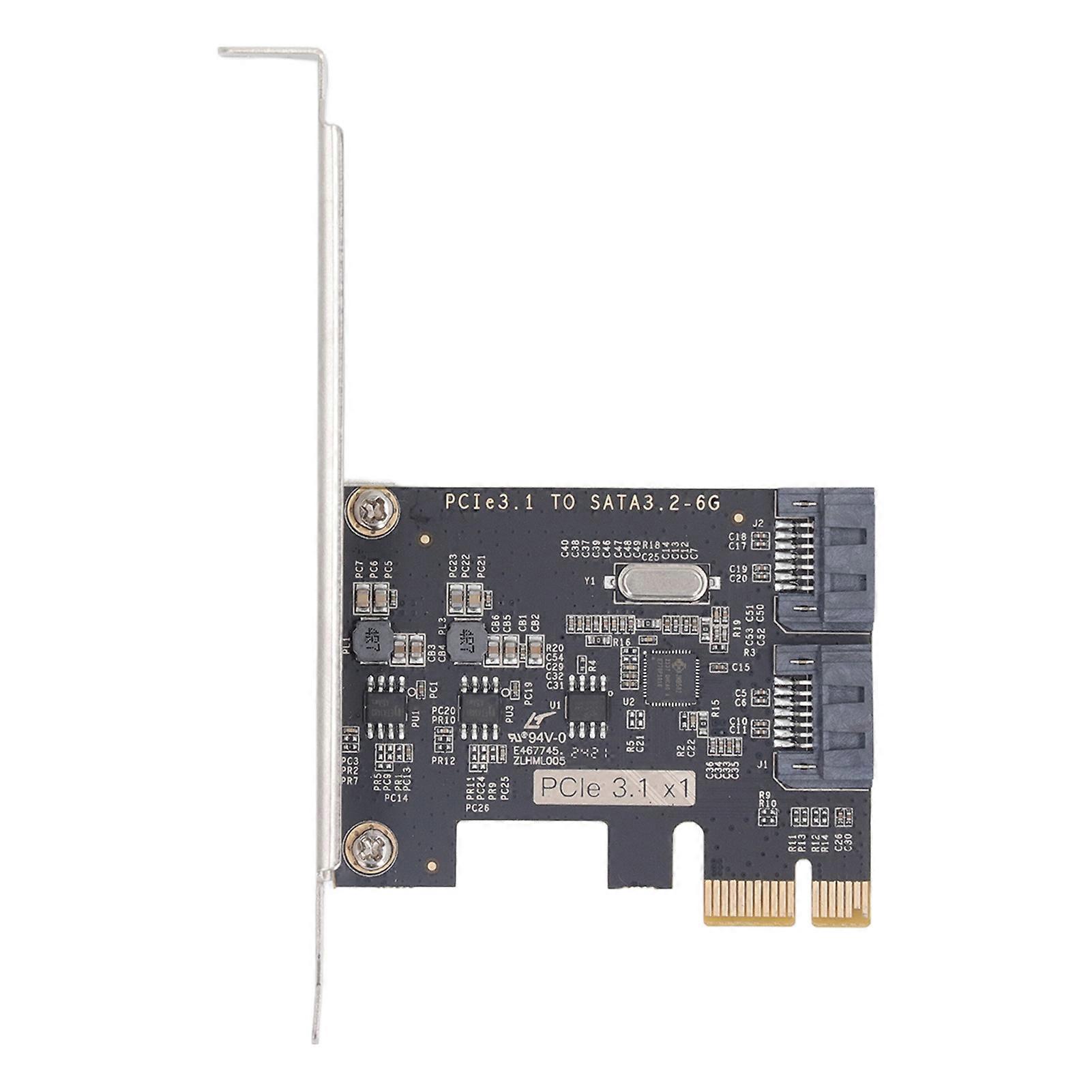 PCI E to SATA Adapter Card 2 Port 6Gbps PCIE3.1x1 to SATA3.2 Controller Card for Computer