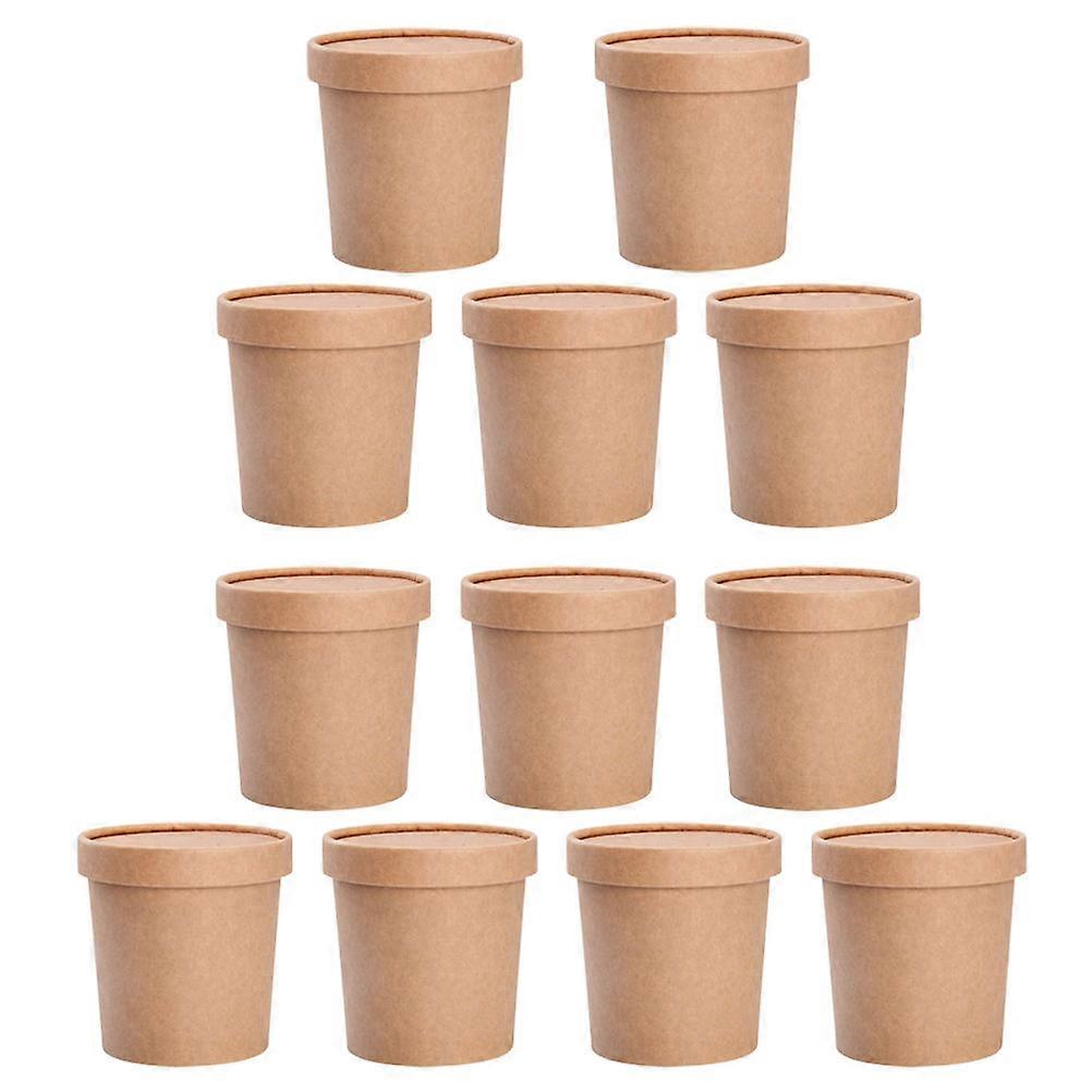 Durable Soup with Lids Made of Pulp and PE Film for Storing 25 Sets Khaki