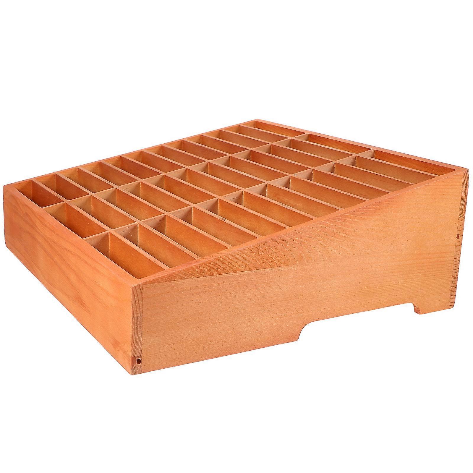 Office Desktop Storage Box Wooden Phone Stand Organizer For Classroom And Laboratory Retro Color 1Pack
