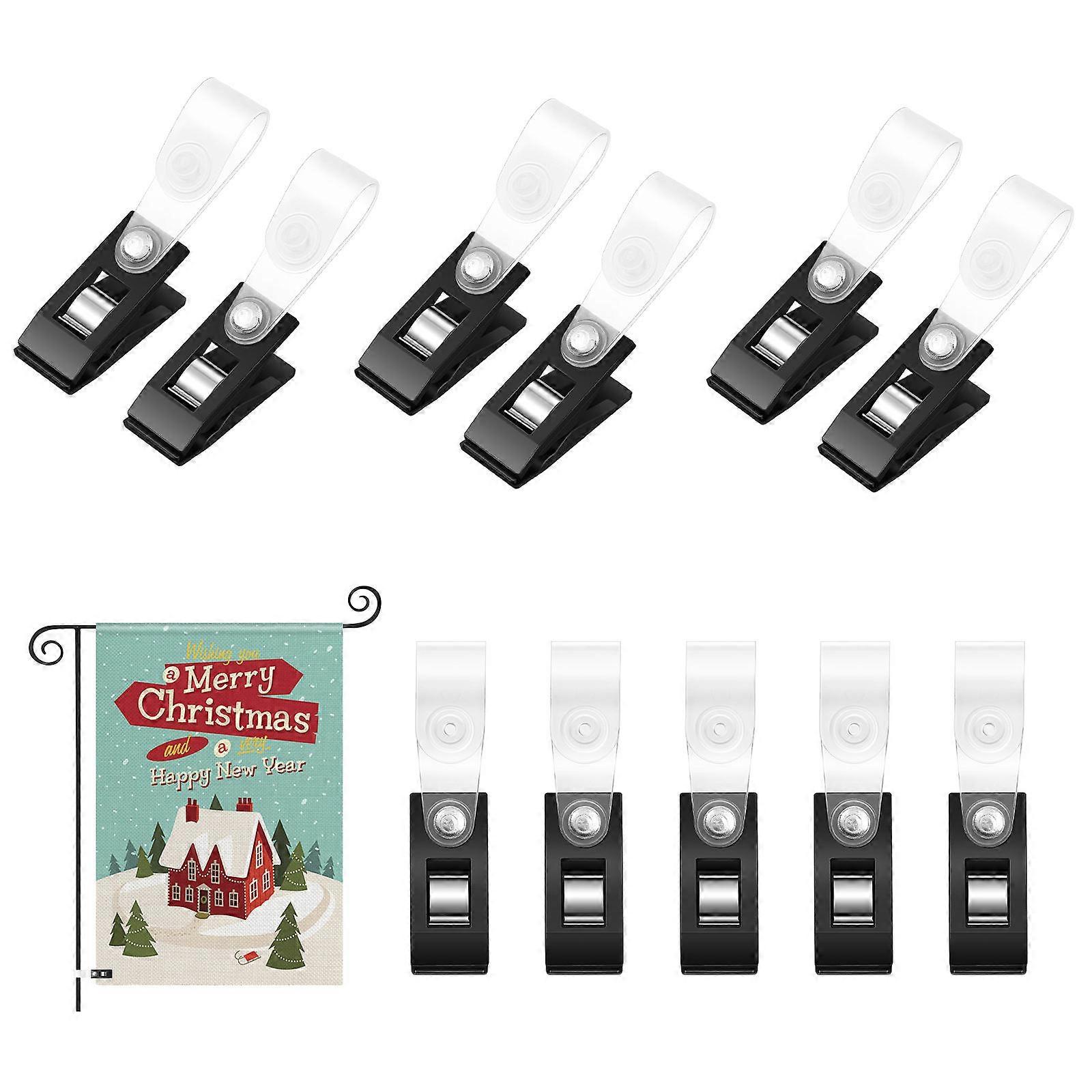 Flagpole Clips Yard Flag Clips Black Plastic Small Size Simple Structure for Flag Pole Bracket 20Set