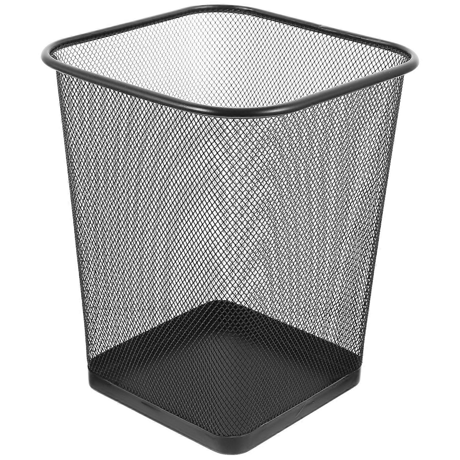 Bedroom Trashcan Office Waste Basket Trash Can For Dorm Iron Ventilated Mesh Sleek Simplicity 26.00X22.50X22.50CM 1Set