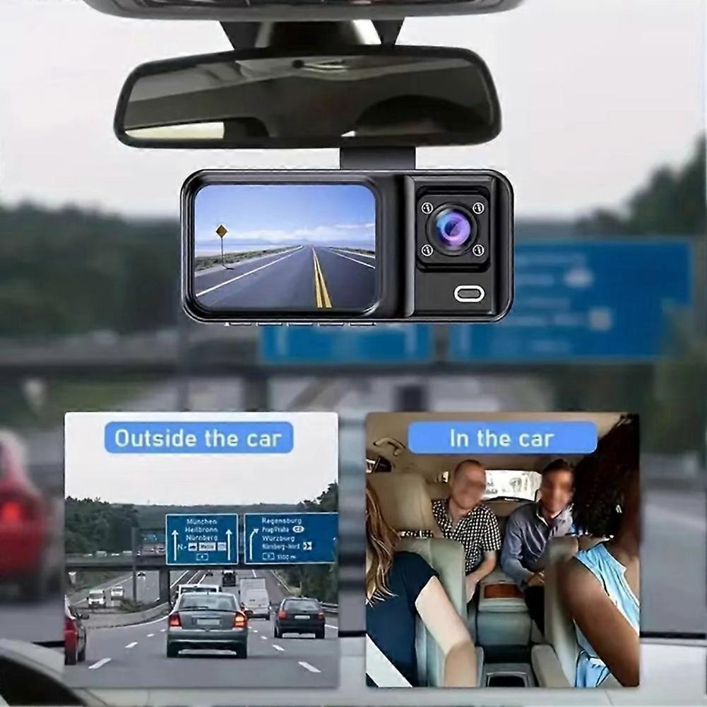Videoregistratore DVR per auto con telecamera di visione notturna, supporto per riprese in loop, blocco collisione, nero A98, doppia registrazione, senza scheda di memoria