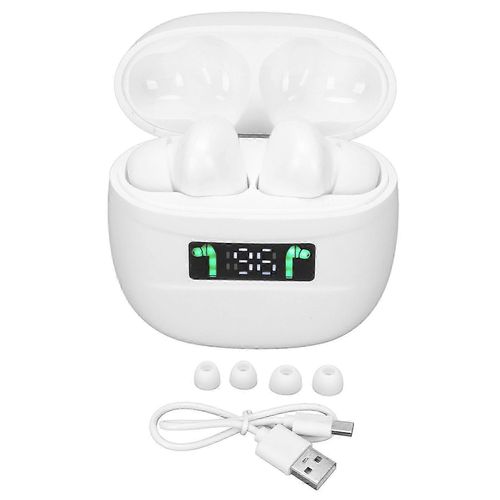 Wireless Language Translator Earbuds for 144 Languages with Digital Display in White
