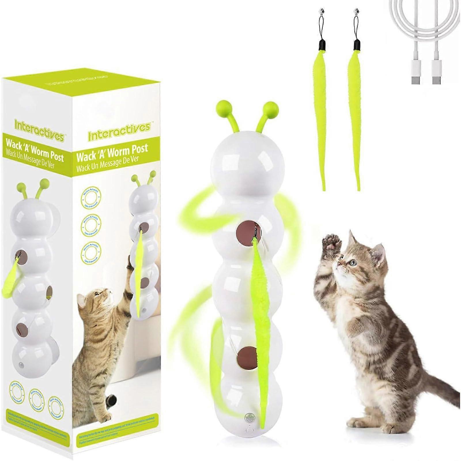 Wusel Wurm Cat Toy, Wall Window Mounted with Furry Tail (A)