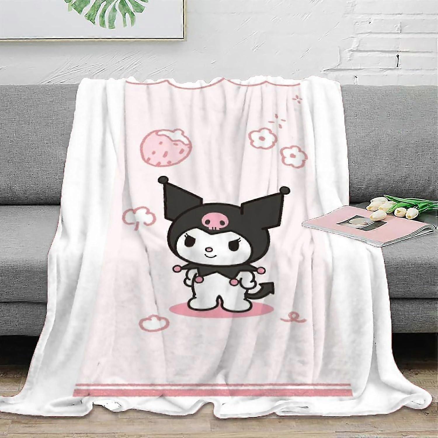 Couverture en flanelle avec impression 3D Kuromi, couverture légère en microfibre douce et moelleuse pour plus de confort
