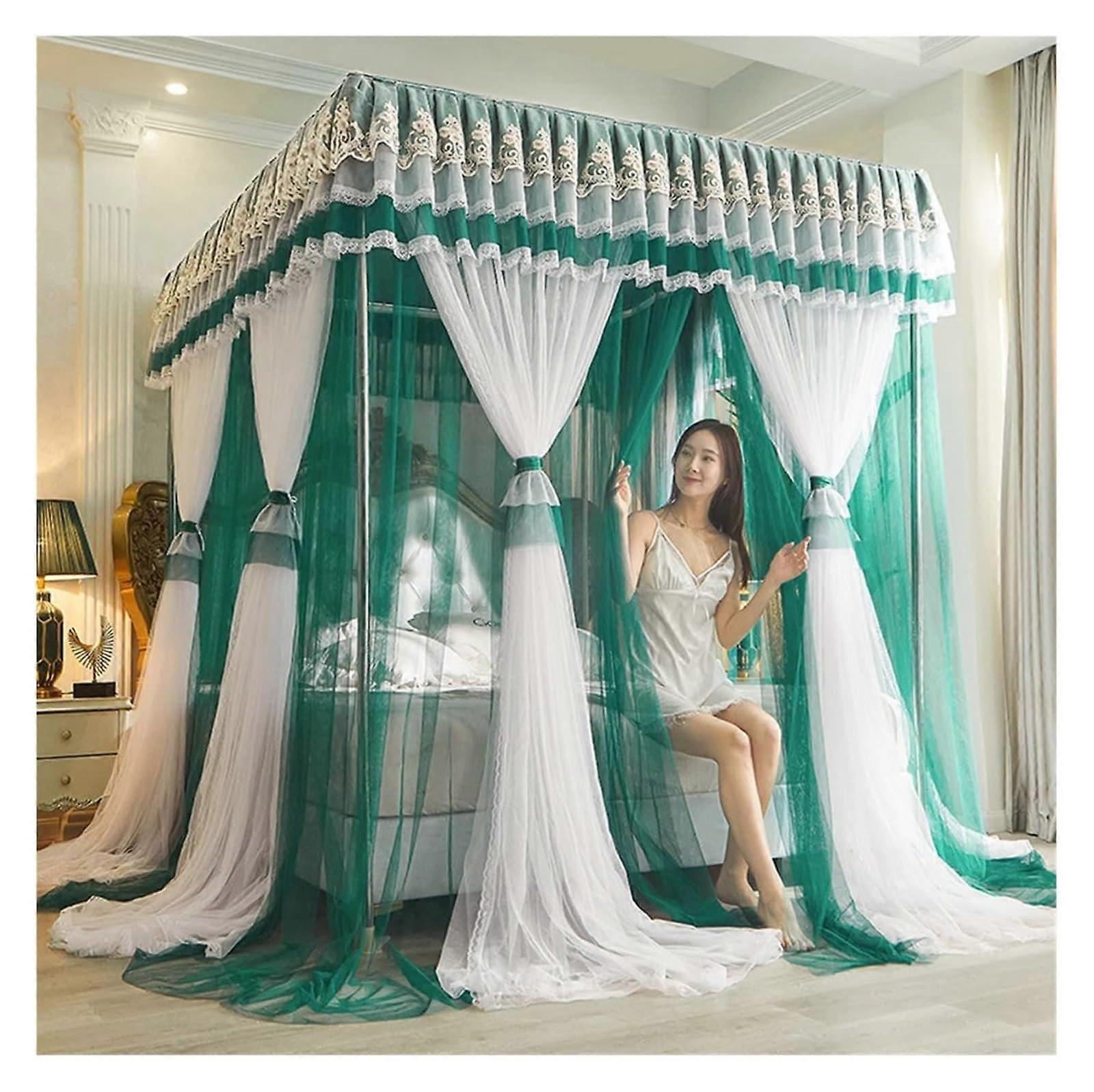 Moskitonetzbett mit Edelstahlschienen, 3-türiges Design – DoubleLayer Mesh Moskitonetz (180x220x200cm)