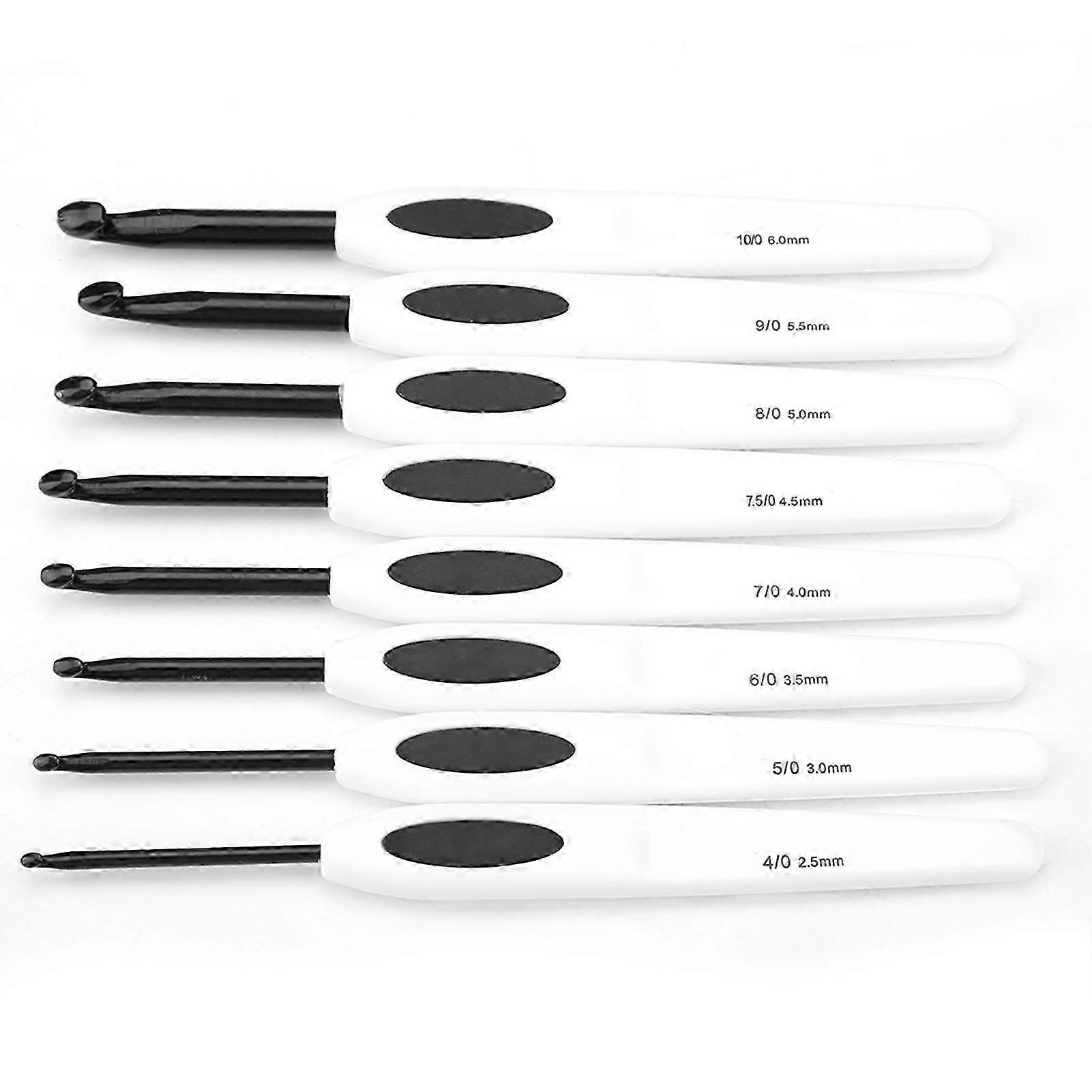 New Crochet Hook Set with Soft White Plastic Handle 8 PCS