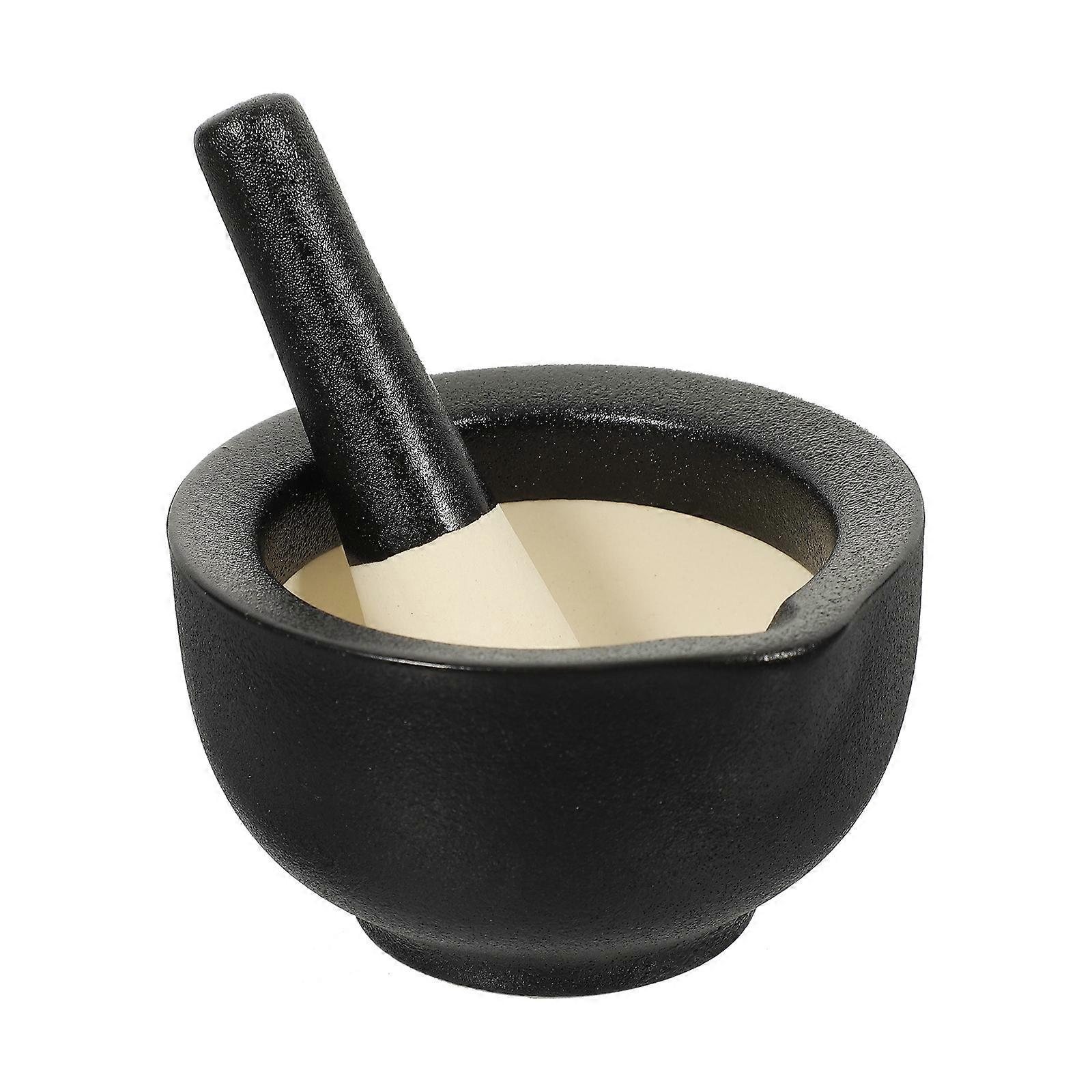 Black Mini Pestle Ceramic Mortar and Pestle Set for 1Set