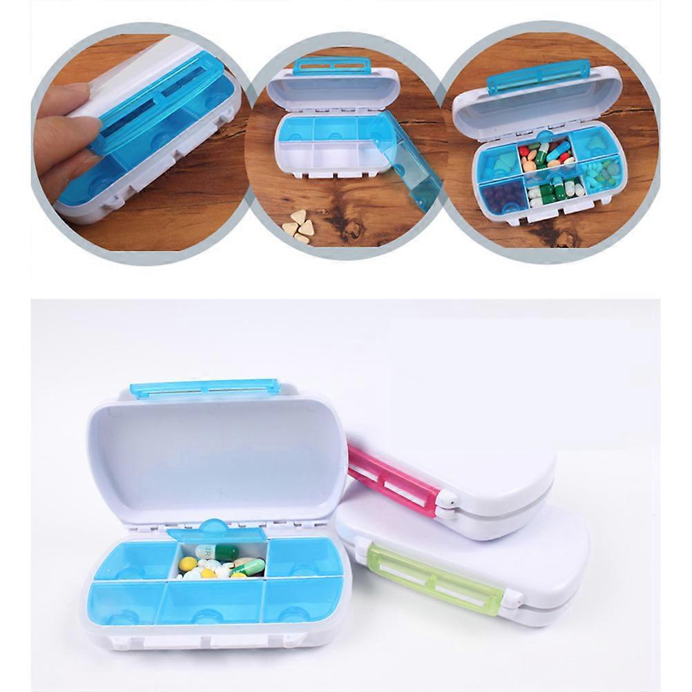 Portable Travel Pill Container Pill Holders Blue Rectangular 12x7.5x2.7cm All Ages 1Pack