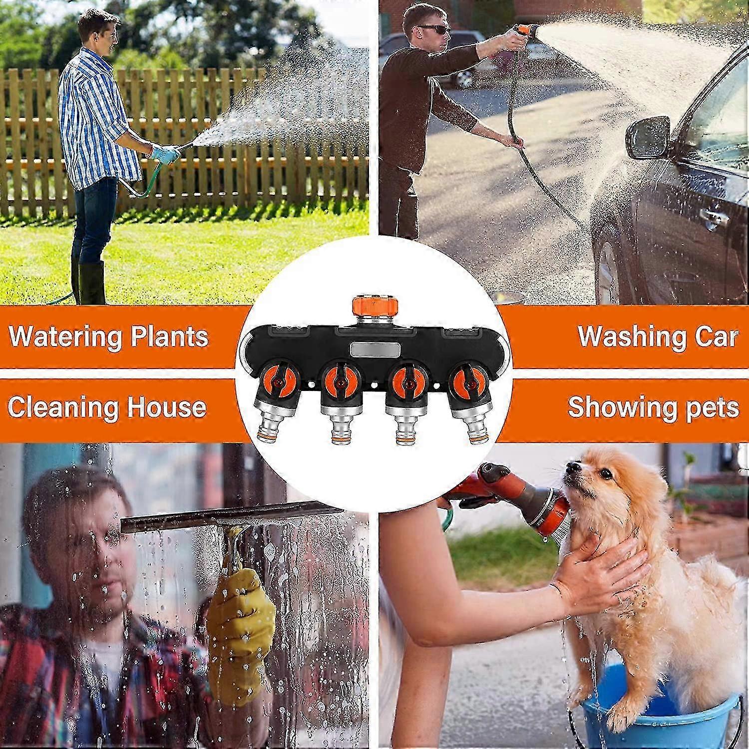 3/4" & 1/2" One-Way Water Dispenser, Faucet Valve, 2-Device Connection, Adjustable Flow