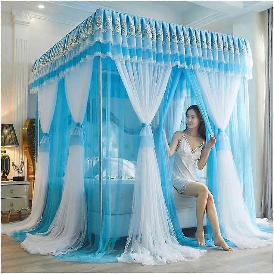 European Bedspread, Mosquito Net, Princess Room, Double Room (Color: Green1, Size: 180x220cm)