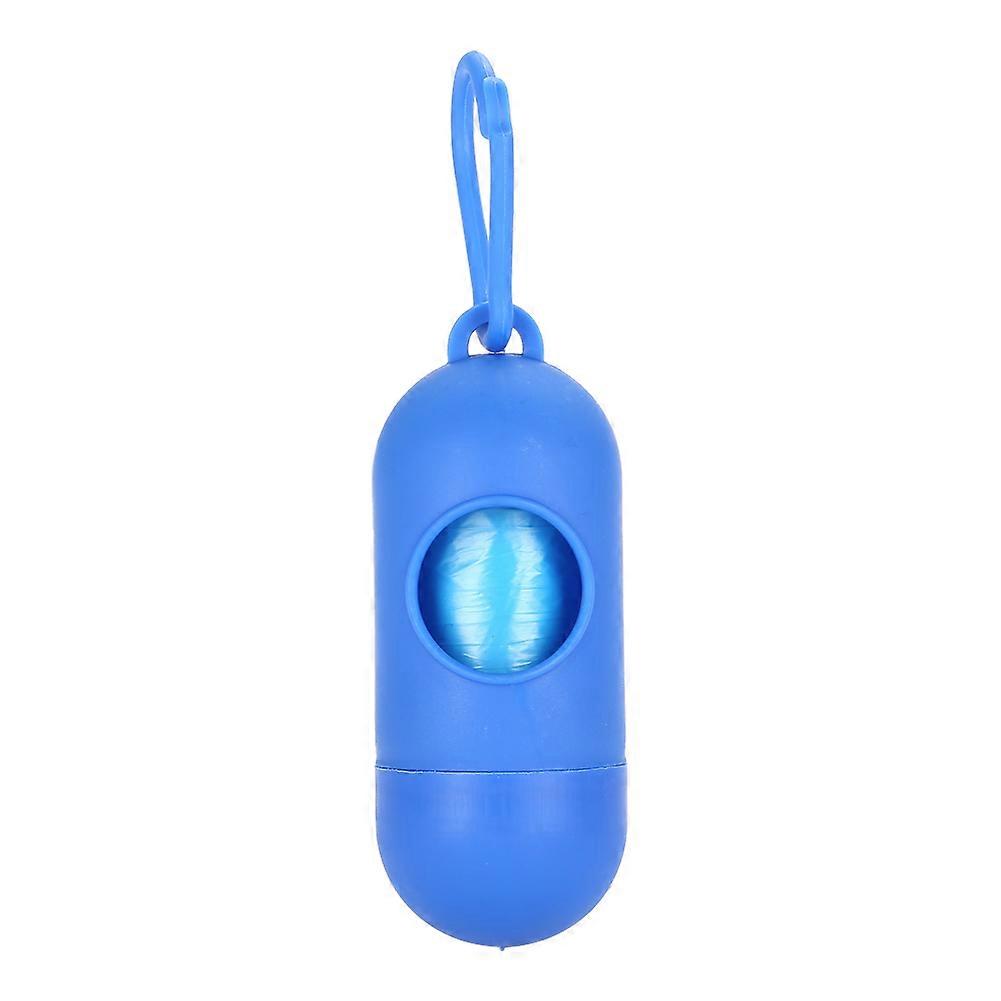 1 Set 15pcs Portable Dog Shit Collect Bag Capsule shaped Trash Dispenser Blue