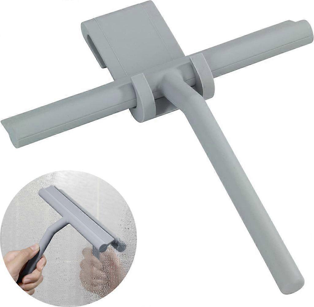 Shower scraper / bathtub and shower scraper with holder, silicone and plastic, 21 x 16 cm, grey