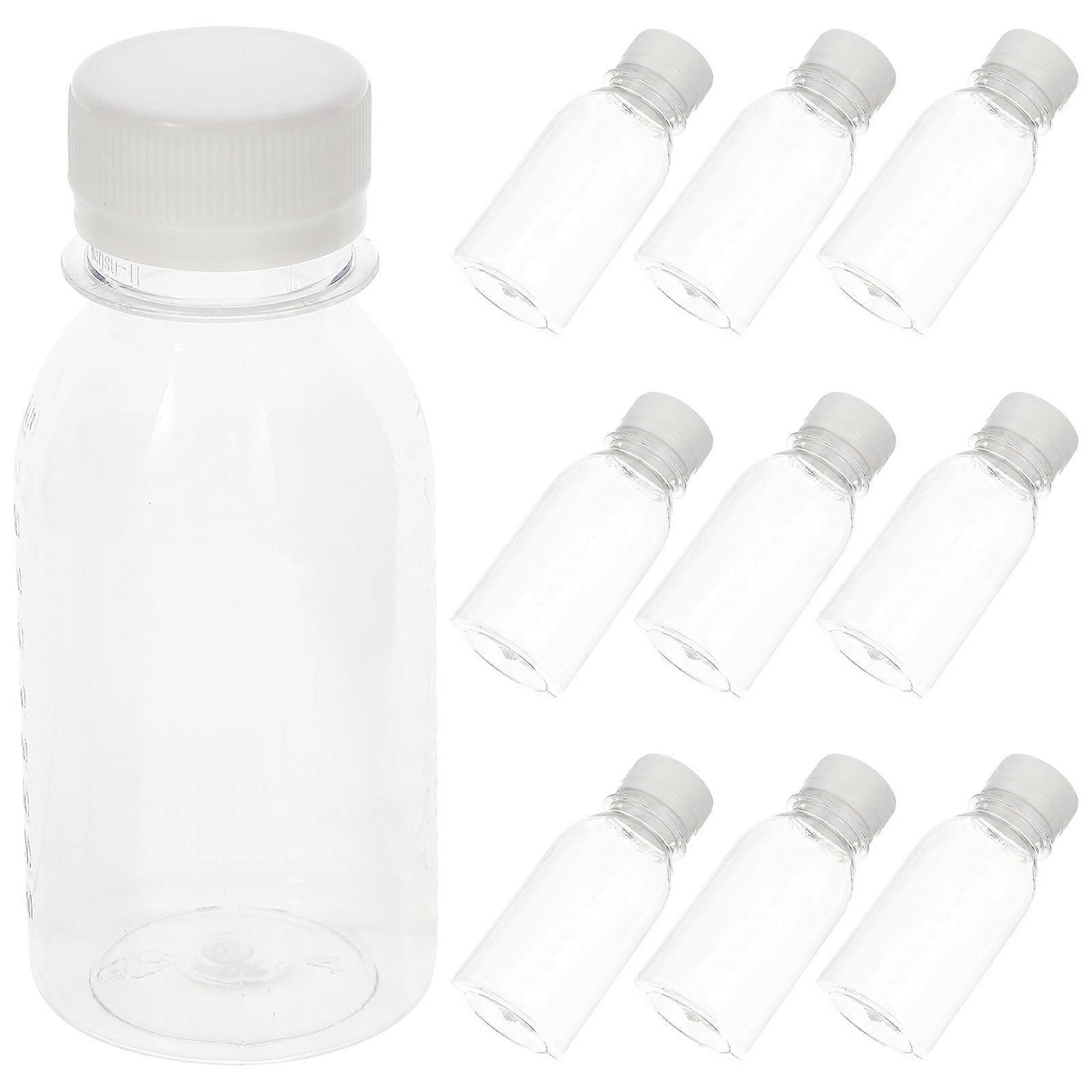 Portable Clear Bottles Transparent Juice Bottles for Outdoor Drink Storage Flat Bottom Design 10Pcs