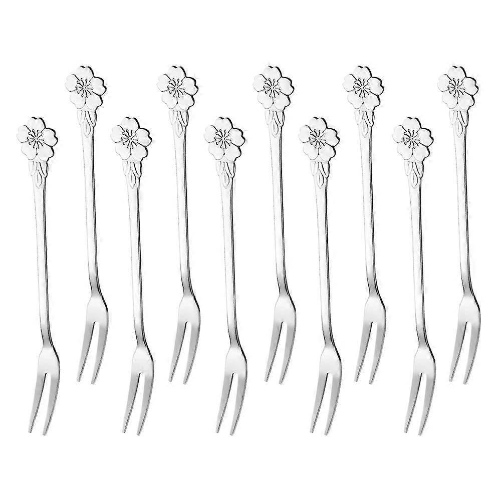 Fruits Forks Break-resistant Dessert Forks Café and 10Pcs
