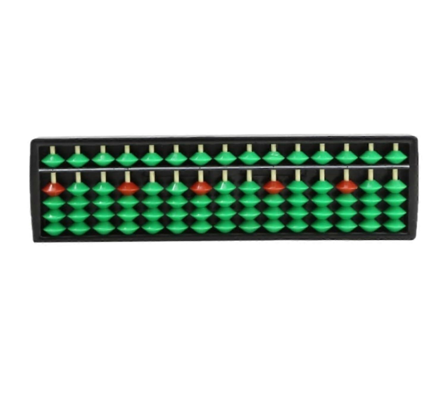 Slide Rule Abacus Plastic, 15 Columns, Beads, School Learning Tool (Green) 23.3x6.5cm