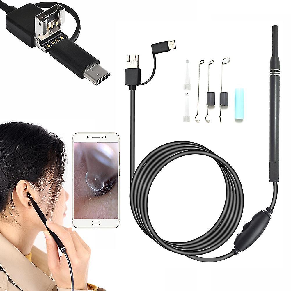 Ear Wax Pick Remover With 6 Led Lights Endoscope Tool Kit 3 In 1 Interface