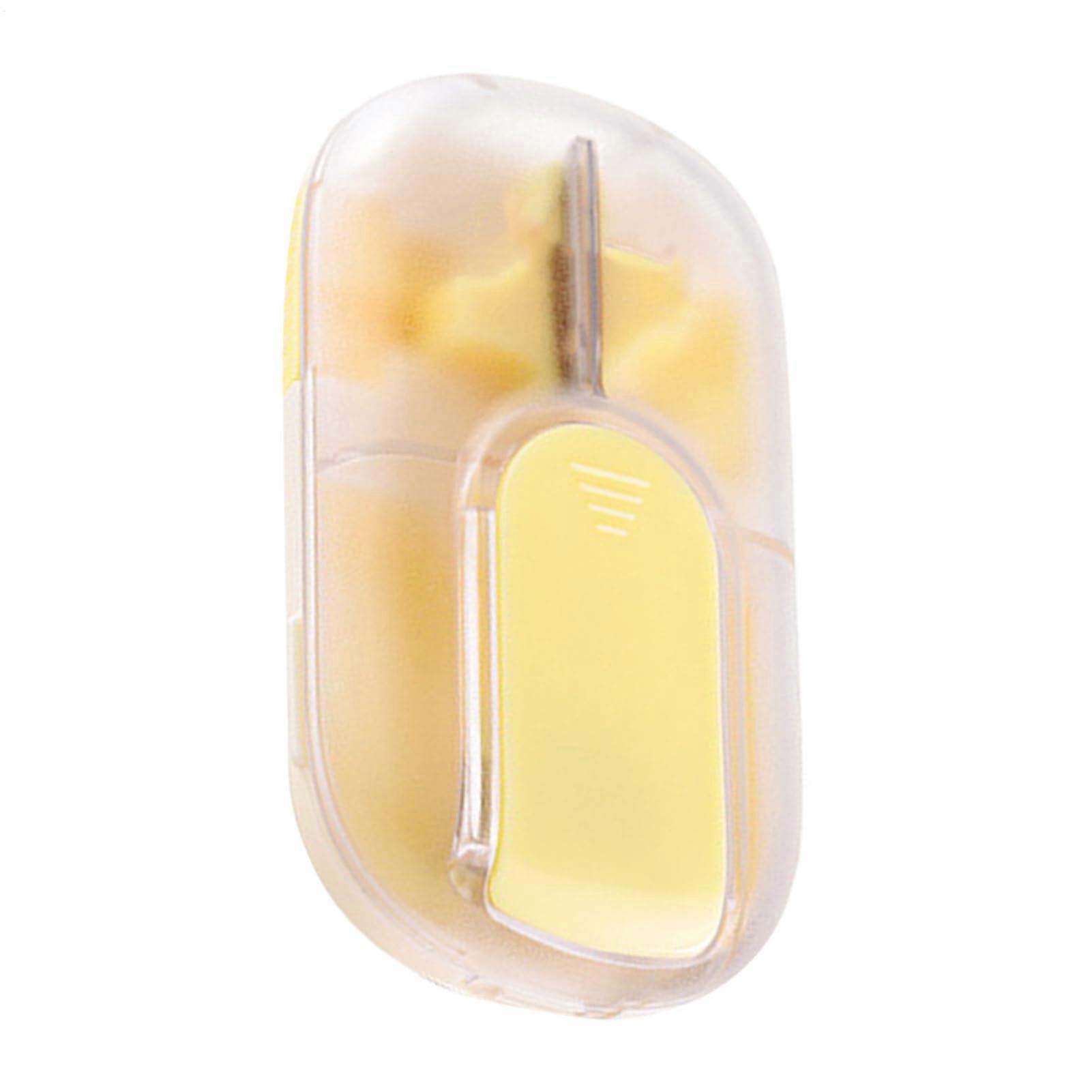 Tablet Crusher Pill Splitter, Reusable Pill Organizer, Portable Medical Box, Multi-Use Tablet Storage, School, Yellow