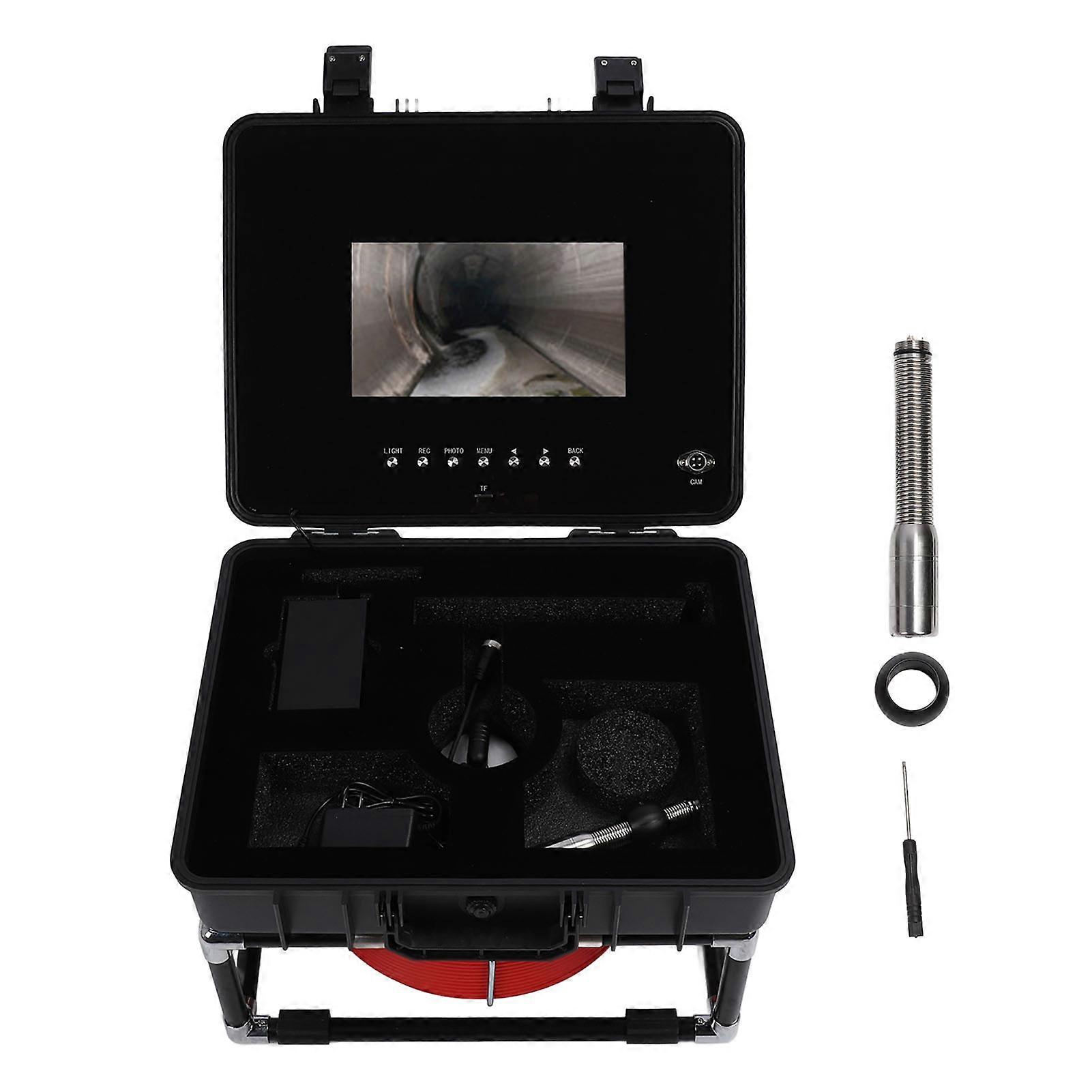 Sewer Camera 10 Inch LCD Display 23mm Lens IP68 Pipe Inspection Camera with DVR and 6 LED Lights for Industrial Pipeline 30m/98.4FT