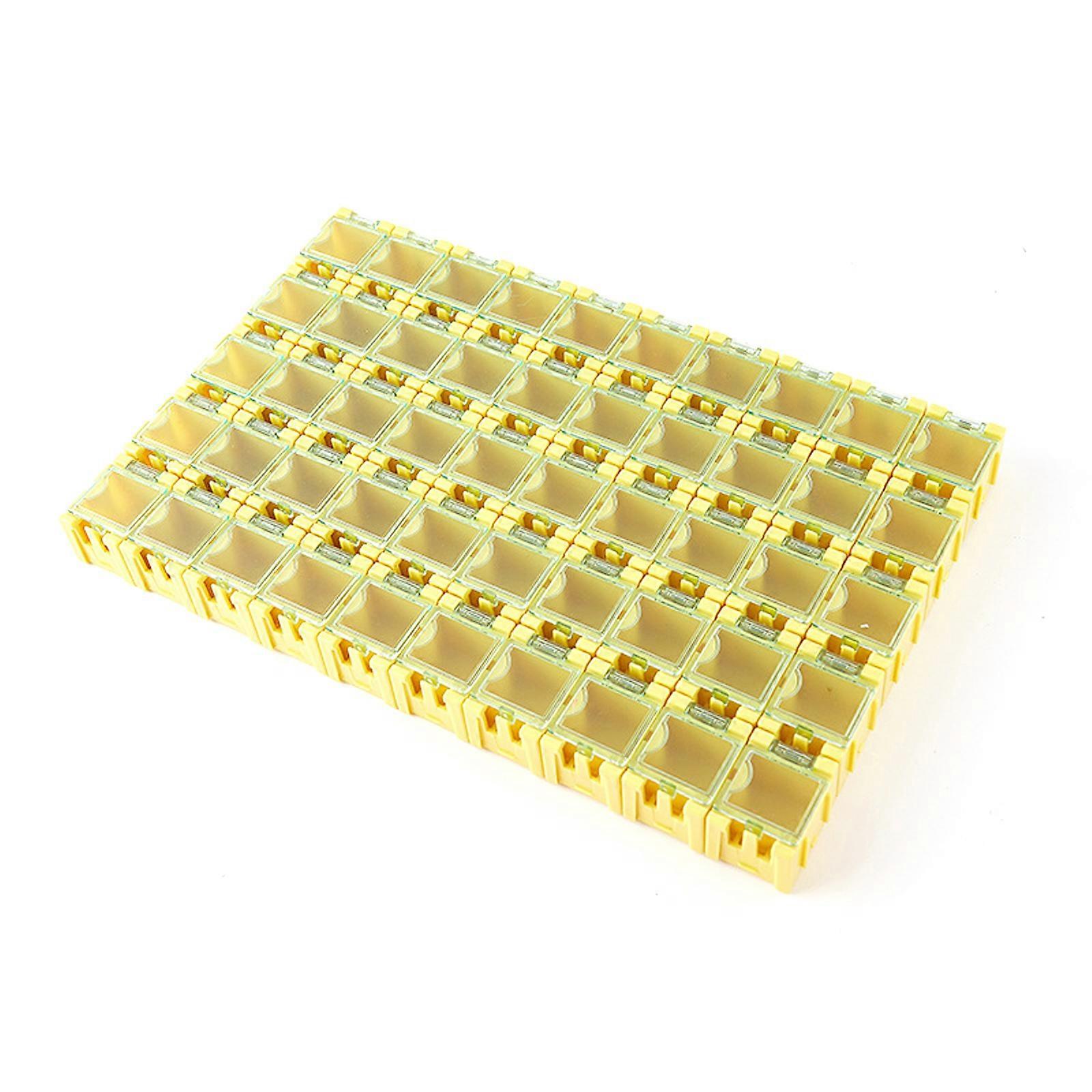 50pcs Delicate Electronic Parts Storage Cases with Locking Clasps and Dustproof Design Component Boxes for DIY Use Yellow